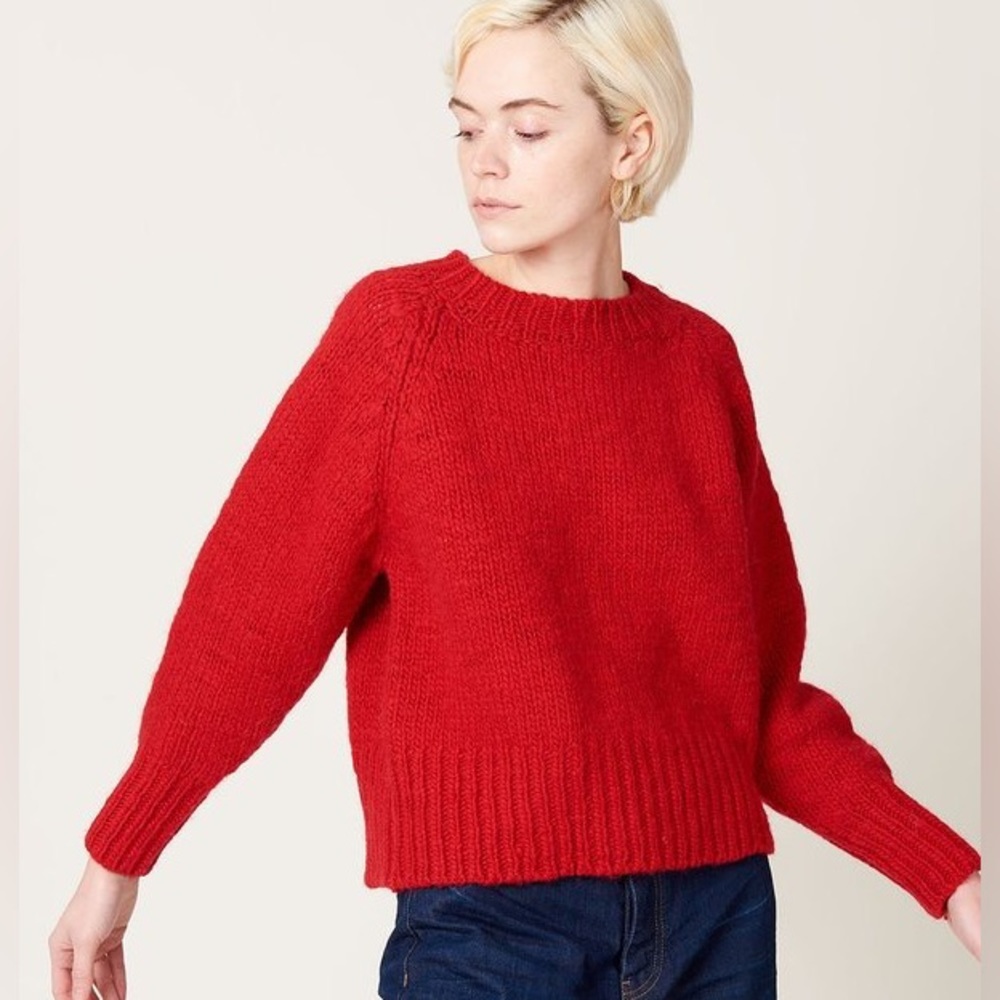Ichi Antiquites Red British Wool Eagle Pullover Sweater